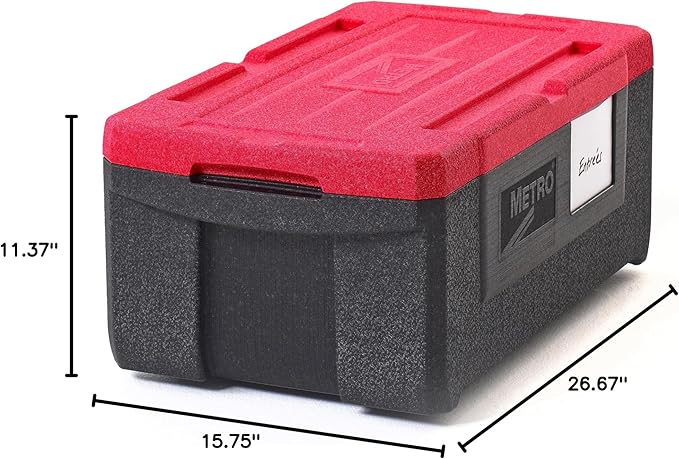 METRO Mightylite ML180 Top-Load Insulated Food Carrier - Professional-Grade Multipurpose Pan Carrier, Insulated Cooler and Catering Food Warmer - 30 qt or 3 Pan Capacity - Red