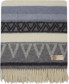 New Zealand Virgin Wool Throw Blanket, Indoor & Outdoor Blankets and Throws, Soft Blanket with Fringes, 55 x 79 in (140 x 200 cm), Beige Gray Blue