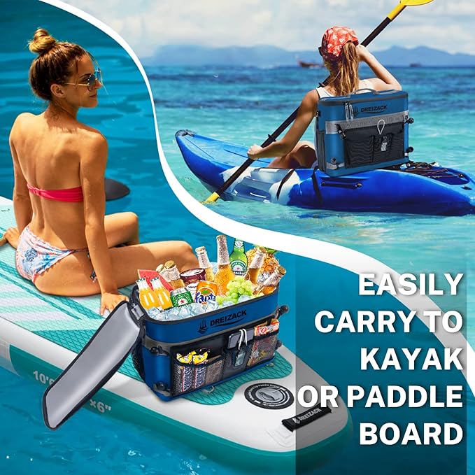 Dreizack Kayak Cooler Behind Seat, Waterproof Cooler for Kayaking,Paddle Board Cooler Compatible with Lawn-Chair Seat Kayak Accessories Cooler Bag Kayak Cooler Tow Behind for Camping Fishing