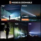LETMY Tactical Flashlight S2000-2 Pack Bright Military Grade LED Flashlights High Lumens - Portable Handheld Flash Light, 5 Modes Zoomable Waterproof Flashlights for Home Emergency Camping- Orange