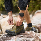 SHULOOK Men's Waterproof Hiking Shoes Lightweight Anti Slip Outdoor Ankle Boots Breathable Hike Trekking Trails Shoe