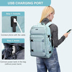 PIJUSHI Travel Backpack for Women Flight Aprroved Carry on Bag Large Casual Luggage Backpack Fit 16 inch Laptop(PE050 Teal Blue)