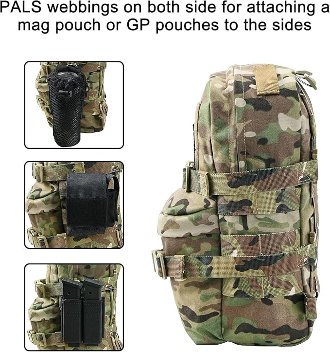 Tactical Mini Molle Hydration Pack,Molle Hydration Carrier with US Flag Water Resistant,Hydropack for Tactical Vest Backpack