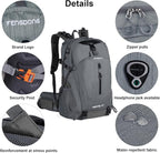 FENGDONG 40L Waterproof Lightweight Hiking,Camping,Travel Backpack for Men Women Gray