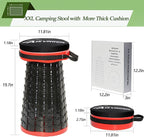 ALEVMOOM 2025 Upgraded XXL Collapsible Stool with Cushion 19.7",1000lbs Max Weight,Wider & Taller Pop Up Seat, Heavy Duty Portable Retractable Folding Stool for Camping & Outdoors (Red)