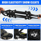 Ice Cleats Snow Traction for Shoes and Boots Ice Snow Crampons Ice Gripper for Walking on Snow and Ice 9-Studs Non Slip Ice Cleats Rubber Overshoe Slip-on Stretch Footwear Winter Hiking Climbing