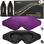 Sleep Mask, 2 Packs Premium Eye Mask for Sleeping, Total Blackout, Superior Soft Comfort, Upgraded 3D Ergonomic Designed Sleeping Mask for Home, Office, Travel, Meditation, Black & Purple