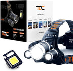 TDC Head Lamp Led Rechargeable Super Bright - USB-C Headlamp for Adults - Head Lights for Forehead - 1080 Lumen Head Flashlight - 10HR Battery for Hardhat, Camping, Hunting, Work
