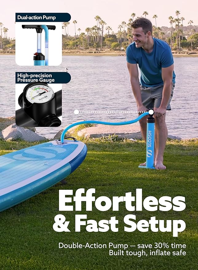 SLOOSH Inflatable Stand Up Paddle Board, 10'6" Paddle Boards with Premium Accessories, Non-Slip EVA Deck, Ultra-Light Carry Bag Pump, Ripple SUP for Youth & Adults of All Skill Levels