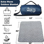 Waterproof Outdoor Blanket 82”X 55” Packable, Stadium Blankets for Camping with Sherpa Fleece Lining, Large Windproof Emergency Throw Mat for Garss Picnic Hiking Road Trip, Machine Washable, Navy