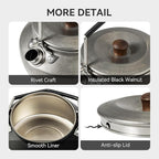 0.6 Liter Lightweight Stainless Steel Camping Kettle Portable Camp Tea Pot, Outdoor Campfire Use, Black