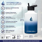 HYDRO CELL Stainless Steel Insulated Water Bottle with Straw - For Cold & Hot Drinks - Metal Vacuum Flask with Screw Cap and Modern Leakproof Sport Thermos for Adults (Navy/White 64oz)