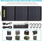 MARBERO 60W Portable Solar Panel 60 Watt Foldable Solar Panel for Solar Generators IP65 Waterproof 23% High Efficiency USB Port & DC Output(10 Changeable Adapters) for Outdoor Camping Travel Cloudy