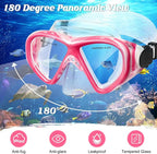 Kids Swim Goggles Snorkel Diving Mask for Boys Girls Ages 5-15, Two-Color Anti-Fog Swimming Goggles with Nose Cover