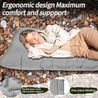 40D Self-Inflating Camping Pad, Insulated Ultralight Sleeping Mat for Backpacking, Winter Camping, 2-Layer Anti-Leak Design w/Built-in Pillow, Foot Pump Foldable Pad, Grey