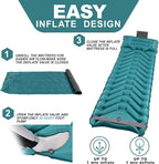 Double Sleeping Pad with Pillow, Self Inflating Extra-Thick, Ultralight Sleeping Mat, Built-in Pump, Ultimate for Camping, Hiking, Traveling, Airpad, Carry Bag, Compact & Lightweight Air Mattress