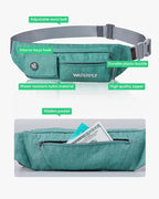 WATERFLY Fanny Pack Slim Soft Polyester Water Resistant Waist Bag Pack for Man Women Carrying iPhone 8 Samsung S6 Dark Green