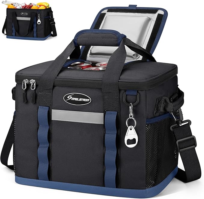 Maelstrom Collapsible Soft Cooler Bag, 24/30/60/75 Cans Beach Cooler, Ice Chest, Leakproof & Portable for Beach, Camping, Road Trips & Grocery Shopping