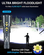 Rechargeable LED Flashlights 5800 High Lumens, Super Bright High Powered Flashlight Long Range W/2 Buttons, Zoomable 12Modes & IP67 Waterproof, Powerful & Strong Handheld Flashlights for Home Camping