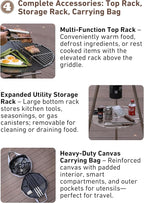 CAMPINGMOON 18 inches BBQ Griddle with EN417 Lindal valve Standard Canister Top Camping Gas Stove Burner Stand Rack Skottle Grill Cooking System Kit GR-901