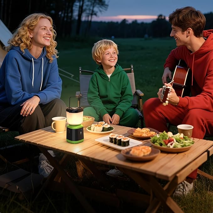 AlpsWolf Camping Lantern Rechargeable, Stepless Dimming LED Lantern, 4000mAh Rechargeable Lantern for Power Outages, IPX4 Waterproof Portable Camping Light, Green 1 Pack