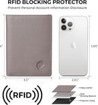 Polare Luxury RFID Blocking Leather Passport Holder Travel Wallet For Men and Women (Grey with AirTag Slot)