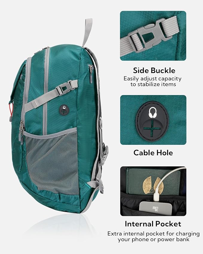 WATERFLY Lightweight Packable Hiking Backpack: 30L Foldable Travel Daypack Ultralight Camping Day Pack for Woman Man