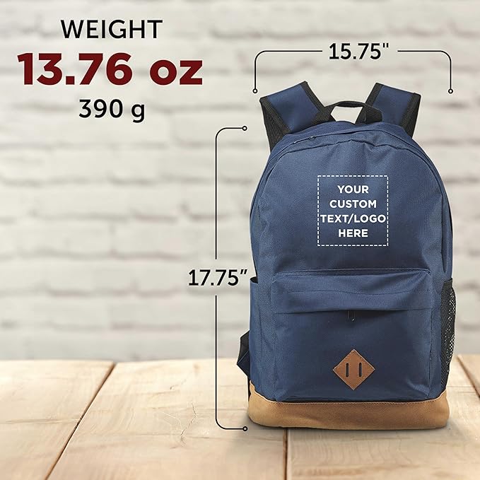 DISCOUNT PROMOS Custom Multipurpose Laptop Backpacks Set of 10/40/80, Personalized Bulk Pack - Lots of Features for Everyday Use, Perfect for Employess, Businessman - Blue