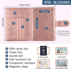 Passport Holder and Card Slot Combo RFID Blocking Leather Family Travel Passport Wallet Travel Accessories for Men Women US Passport Cover Protector (Travel blue)