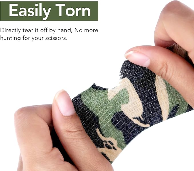 RISEN Cohesive Bandage 2” x 5 Yards, 6 Rolls, Self Adherent Wrap Medical Tape, Adhesive Flexible Breathable First Aid Gauze Ideal for Stretch Athletic