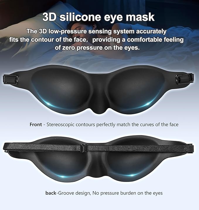 Soft Silicone Sleep Mask for Dry Eyes, Moisture-Retaining Eye Mask for Sleep, Reusable and Washable, Lightweight Comfortable Fit for Insomnia, Yoga, Meditation, Naps, Travel, and Stress Relief