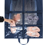 KEEGH Clear Garment Bags for Dance Costumes 40 inch Dance Garment Bags for Dancers Hanging Clothes for Closet Storage, with 4 Zipper Pockets for Dance Competitions, Ballet, Theatre, 6 Pack, Navy Blue