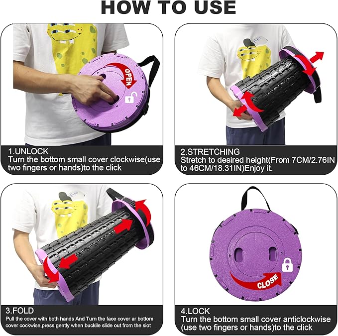 ALEVMOOM Collapsible Stool with Cushion, H18.3 D10.24 Portable Telescoping More Sturdy Load Capacity 600Lbs, Retractable Adjustable Camping Folding Stool for Outdoor Hiking BBQ Climb