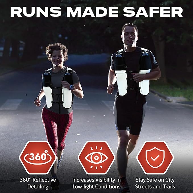 TakaFiTrail Running Hydration Vest Men - Breathable Trail Running Hydration Vest w/ 2 Water Bottles, Bladder Pouch, Ice Pack for Runners - Reflective Marathon Gear Jogging Backpack for Hiking