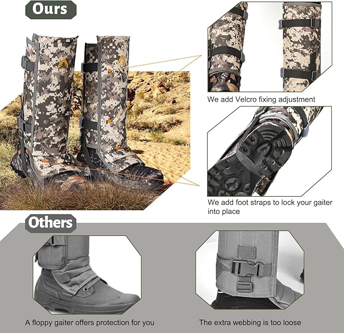 Snake Gaiters Adjustable Snake Bite Protection Waterproof Snake Guards 1000D Lower Legs Snake Proof Gaiters Snake Shoe Gaiters for Hunting Hiking Farm Work
