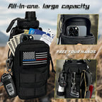 32 Oz Insulated Water Bottle - Stainless Steel Metal Military Black Water Jug with Sleeve, Gym Water Bottles for Men Sports Workout Hiking with Black Water Bottle Pouch