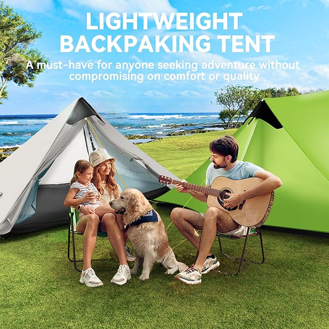 Ultralight Tent 3-Season Backpacking Tent 1 Person/2 Person Camping Tent, Outdoor Lightweight LanShan Camping Tent Shelter, Perfect for Camping, Trekking, Climbing, Hiking