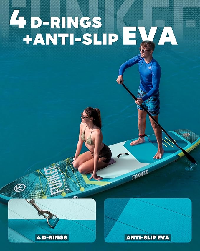 11’×34"×6" Extra Wide Inflatable Stand Up Paddle Board, Sup Board with Removable Fins, Backpack, Floating Paddle, Safety Leash, Floating Phone Case for Adults & Youth of All Skill Levels