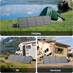 Portable Solar Panel 220W 40V Monocrystalline Foldable Solar Panels Charger Power Backup, IP67 Waterproof Durable for Power Station RV Camping Off Grid Fishing