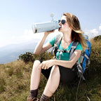 IDEUS Insulated Stainless Steel Water Bottle with 2 Leak-Proof Lids, Thermal Water Flask for Hiking Biking, 40oz, Light Blue