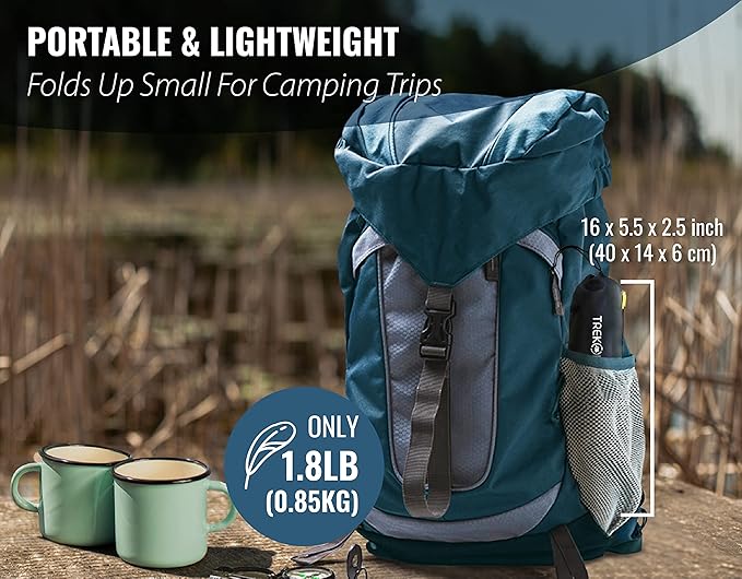 TREKOLOGY Small Camping Table - Beach Table That Fold Up - Lightweight, Foldable, Potable Folding Small Outdoor Table - for Camp, Hiking, Campers & Summer Outing Trip