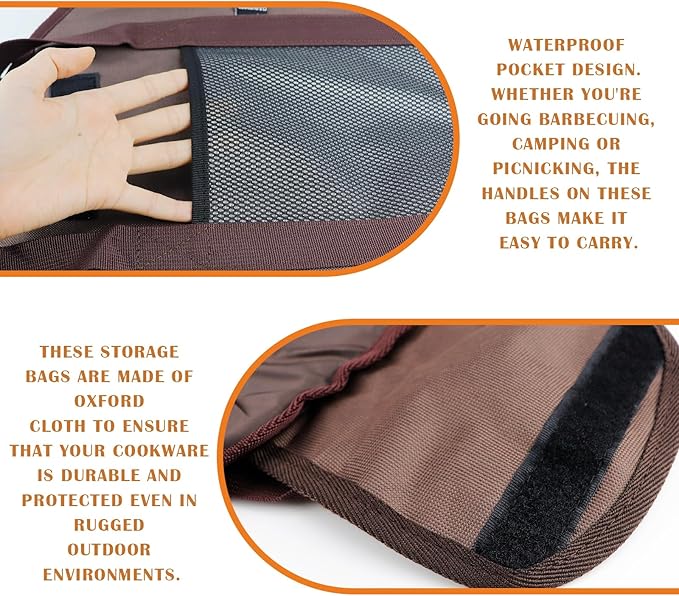 DOERDO DD Grill Pan Storage Bag, Rectangular, Brown, Nylon, 17.1x14.6Inch