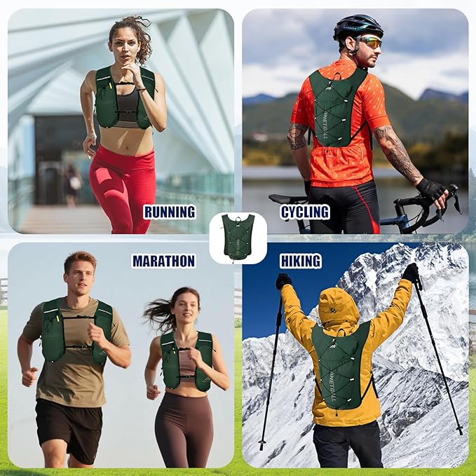 Running Vest for Women & Men, Lightweight 150g Hydration Backpack, 6L Pack for Trail Running, Marathon, Hiking, Cycling, Jogging, Adjustable Fit