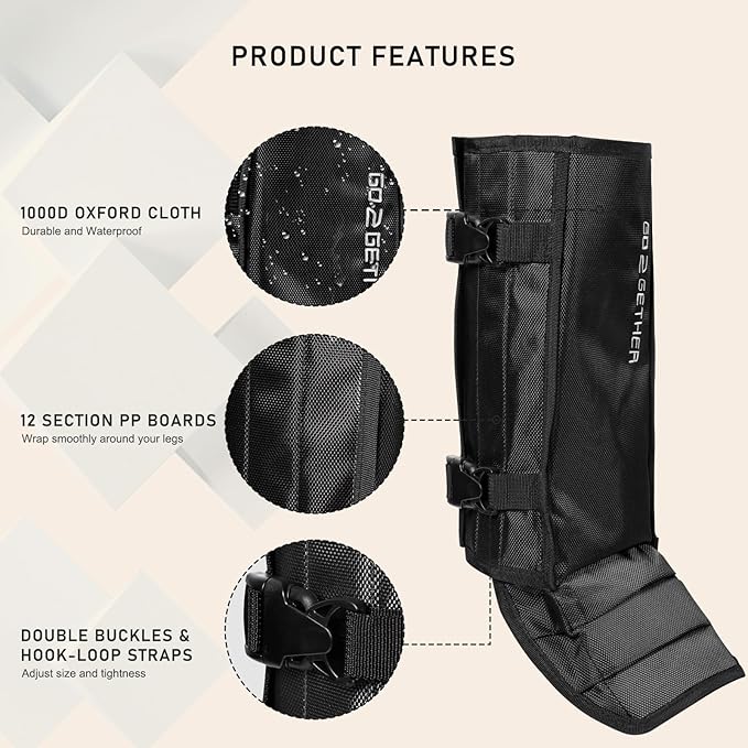 Snake Gaiter, Gaiters for Hunting, Waterproof Snake Chap for Men and Women,Shoe Boot Leg Gaiter with Adjustable Size