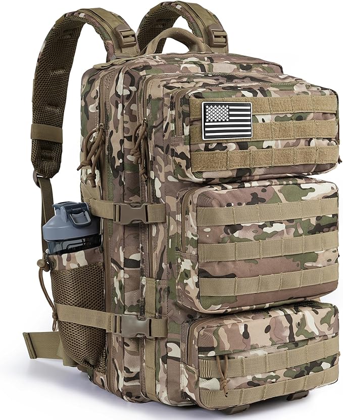 Military Tactical Backpack 50L Large Day Backpack for Men Molle Army 3 Days Assault Pack Bug Out Bag Water Resistant and Heavy Duty Hiking Treeking Rucksack - Camouflage