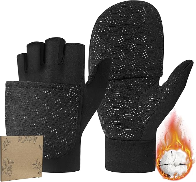 Pixel Panda Winter Gloves for Men Women Warm Touchscreen Gloves for Cold Weather Thin Water-Resistant Windproof Non-Slip Gloves for Cycling, Driving, Running, Hiking