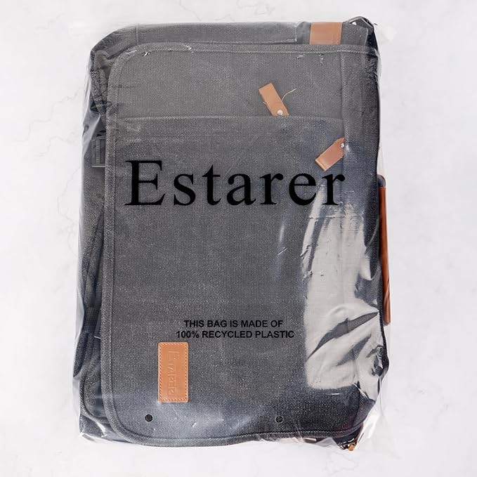 ESTARER Messenger Bag 17-17.3 Inch, Men's Computer Satchel Water-resistant Canvas, Teacher Laptop Briefcase for Work Office College, Dark Grey
