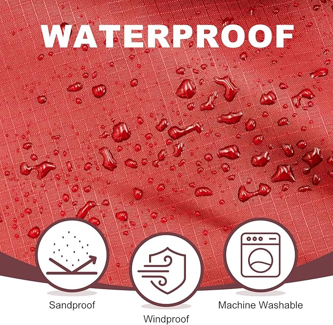 Fleece Waterproof Outdoor Blanket - Windproof Stadium Blanket for Camping, Picnics, and Sports Stay Dry and Comfortable 80"x 58"(Red)