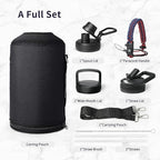 Trebo 1 Gallon Water Bottle Insulated with Paracord Handle and Straw,128oz Vacuum Double Wall Stainless Steel Large Jug,Keep Ice Cold 48hrs, Leakproof Sports Gym Flask for Men Women, Ruby Red