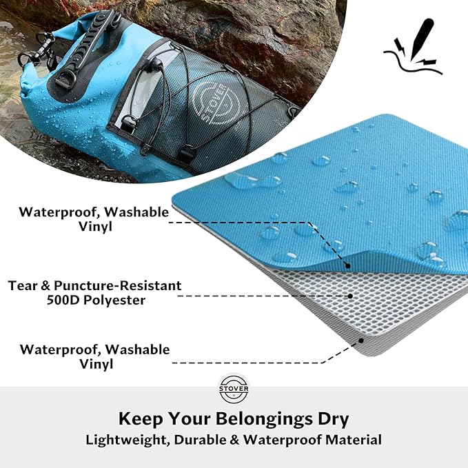STOVER 5/10/25/30/40/55L Waterproof Backpack- Floating Dry Bag for Kayaking, Travel, Beach, Hiking, & Camping, Men/Women